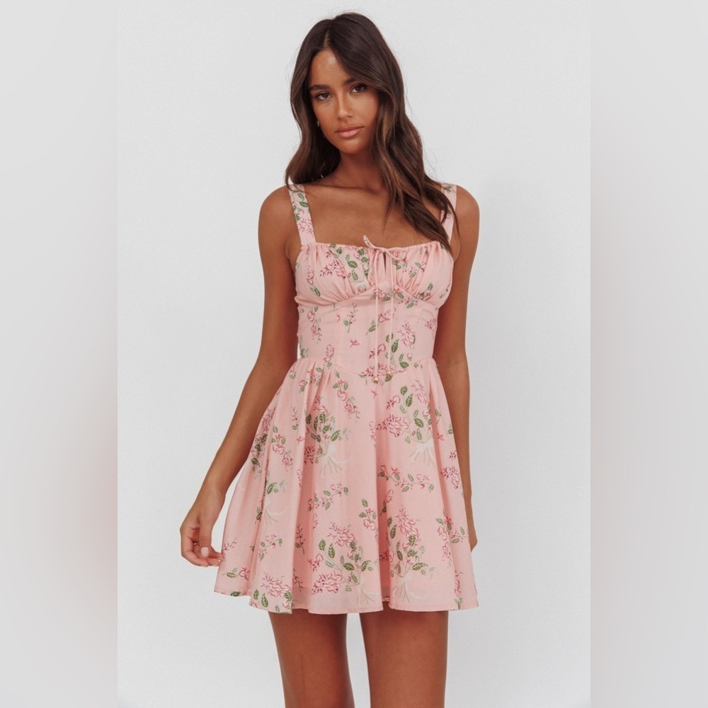 Brand new with tags Indikah size M Pink Floral Dress - Picture 1 of 6